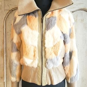 bebe Multicolor Fur Bomber Jacket